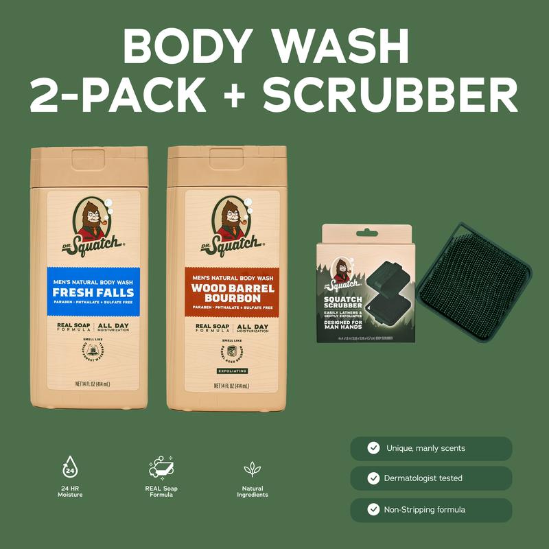 Natural Body Wash 2-Pack + Scrubber - Dr. Squatch