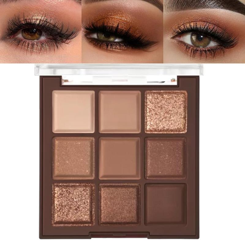 Neutral Brown Eye Shadow palette- Rose Gold Dark Brown Eyeshadow Palette Colorful 9 Colors, Matte Shimmer Highly Pigmented Nude Eyeshadow Palette Makeup Naturing-Looking Long Lasting