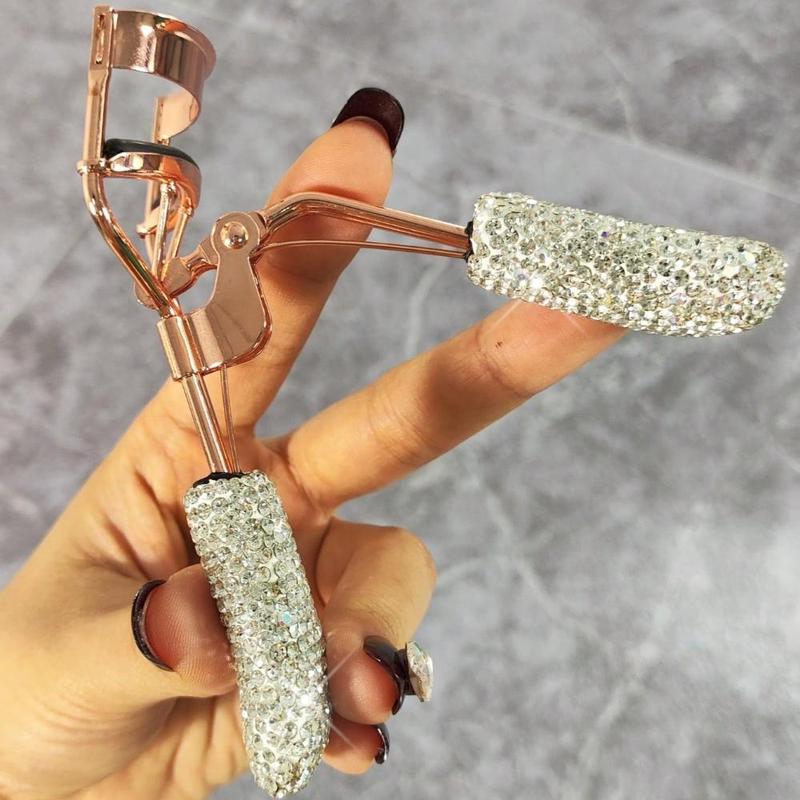 Artificial Diamond Decor Wide Angle Eyelash Curler, Durable & Portable Eyelash Curler, Professional Makeup Tools for Women