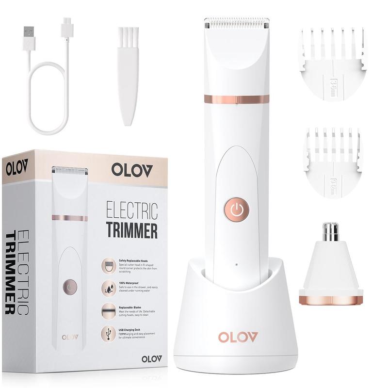 OLOV Electric Body Hair Trimmer- Christmas Gifts-Groin Hair Trimmer, Ball Trimmer for Men - Replaceable Ceramic Blade Heads,USB Recharge,Waterproof Male Hygiene Razor Safe Quick Gifts Cordless