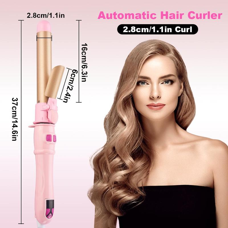 Automatic Rotating Hair Curler, Electric Heated Hair Curling Iron with LCD Display, Portable Hair Styling Tool for Home & Salon Use