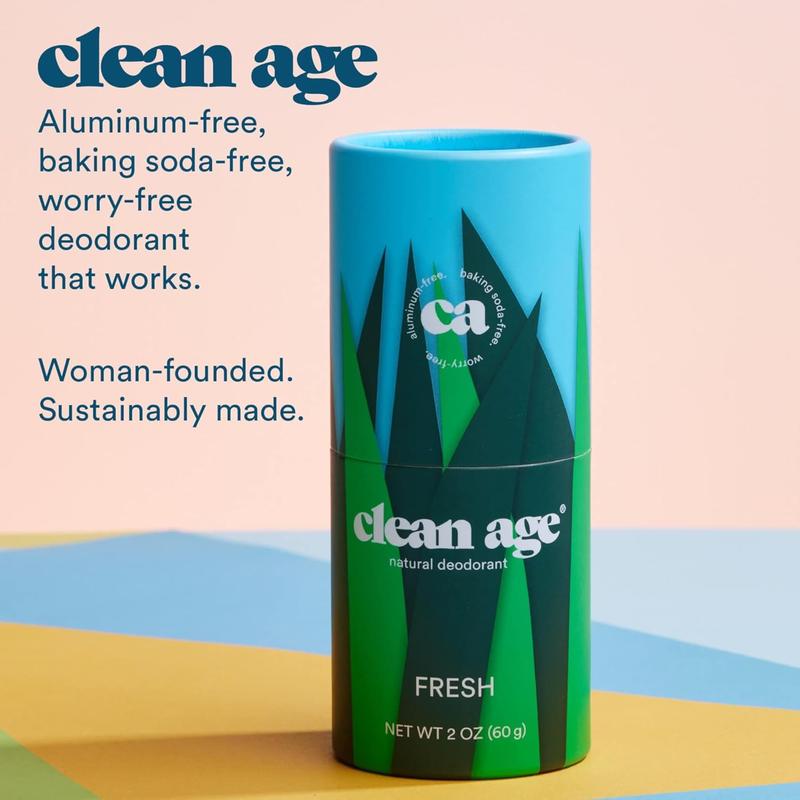 Clean Age Deodorant - Aluminum Free - 2 oz Stick - Fresh Scent - Natural Ingredients - Gender Inclusive - FSC Certified Paper Packaging