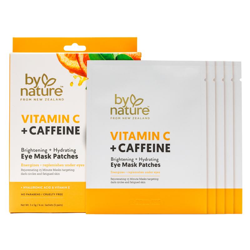 By Nature Skincare From New Zealand Vitamin C And Caffeine Eye Mask Patches To Brighten And Hydrate Skin - 5 Pack