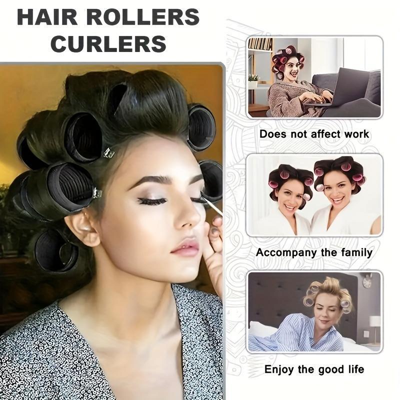 Hair Curler Set, 16pcs set Self Grip Hair Curler & Hair Clips, Heatless Hair Styling Tool for Women & Girls, Hair Styling Accessories