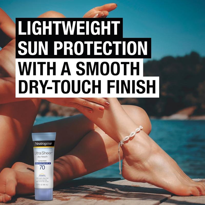 Ultra Sheer Dry-Touch Sunscreen Lotion, Broad Spectrum SPF 70 UVA UVB Protection, Oxybenzone-Free, Water Resistant, Non-Comedogenic & Non-Greasy, 5 fl