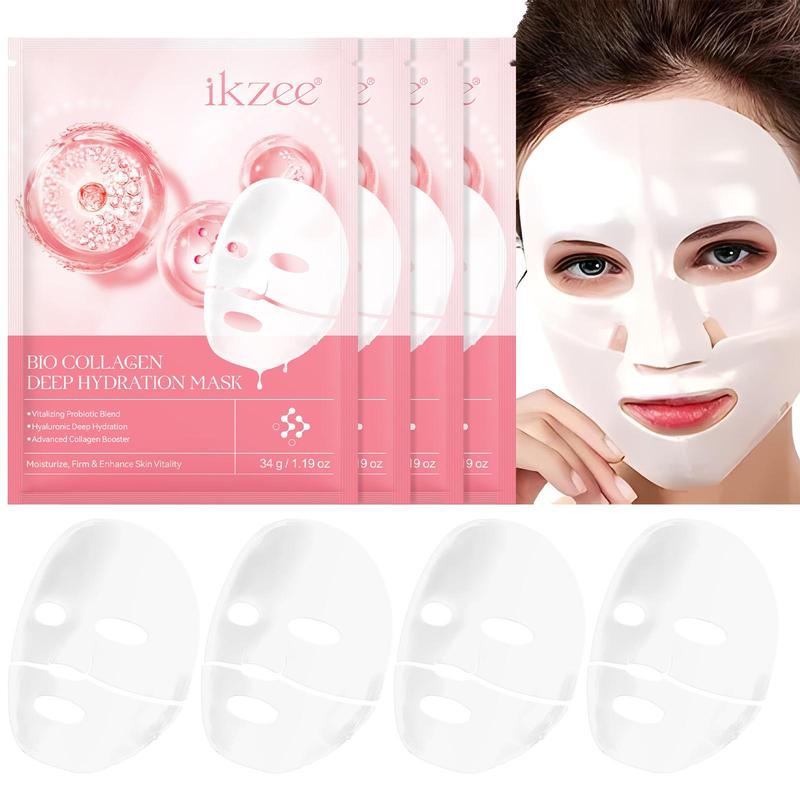 Collagen Deep Hydration Mask, 4pcs count Moisturizing & Firming Facial Mask, Facial Care Skin Care Hydrating Collagen Mask