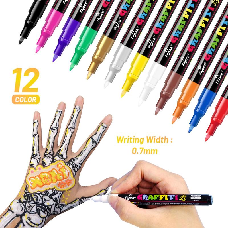 12pcs set Body Paint Marker Pen, Face Body Art Temporary Tattoo Drawing Pen, Party Supplies