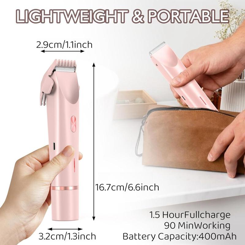 Electric Bikini Trimmer for Women, 1 Box Rechargeable 2 in 1 Body & Facial Hair Removal Tool for Christmas Gift, Waterproof Wet & Dry Use Trimmer for Women