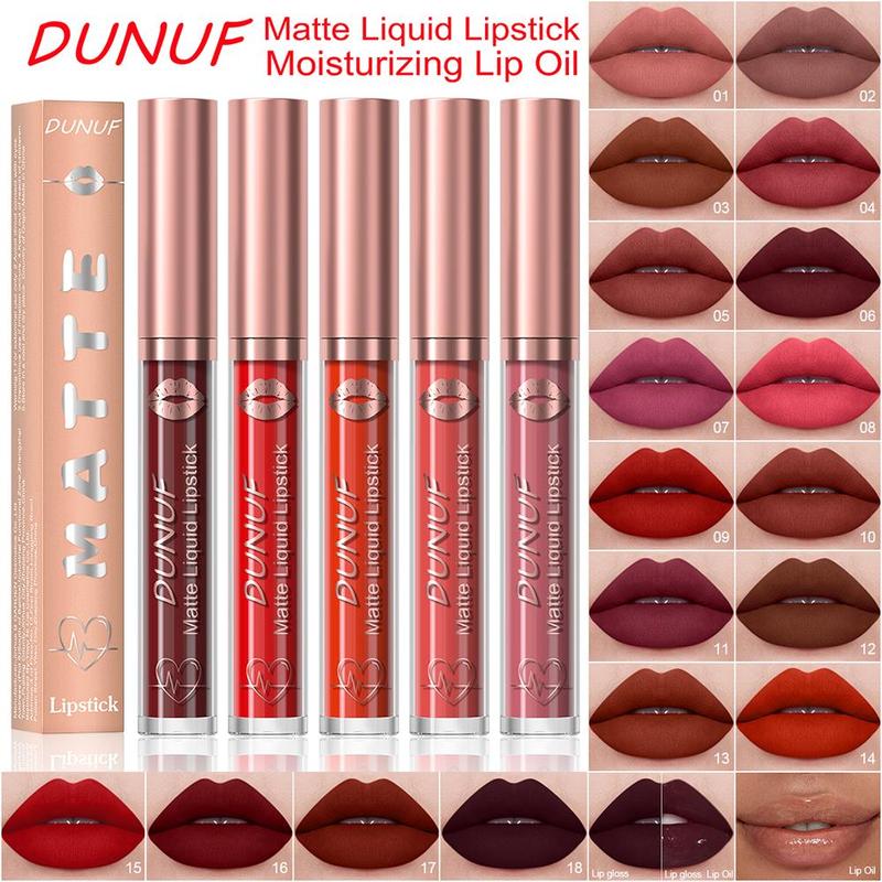 Long-lasting Matte Lip Gloss, 1 Count Waterproof Moisturizing Lip Oil, Non-stick Cup Non-fading Lipstick, Perfect Gift for Women