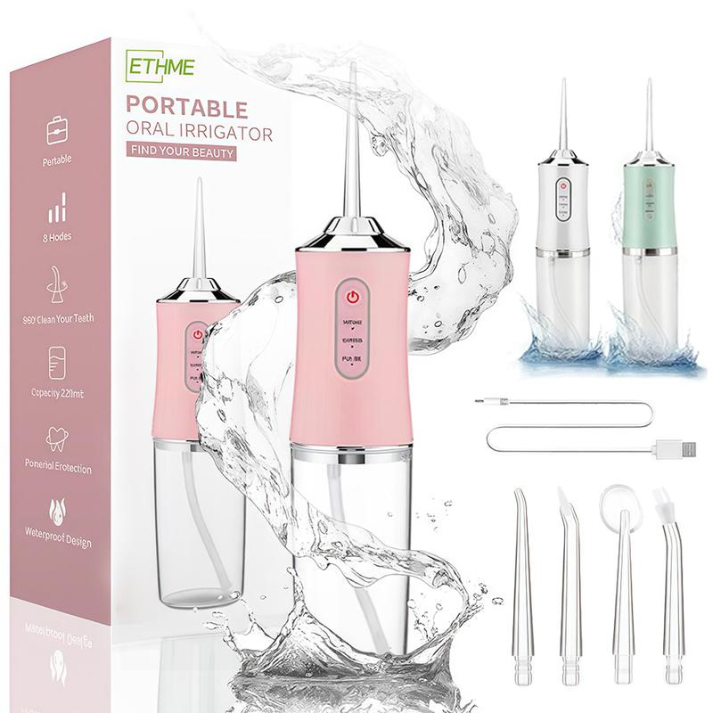 ETHME Oral Irrigator 4 In 1 Water Flosser Cordless Portable and Rechargeable Irrigation Cleaner -Comprehensive Daily Teeth Care Solution for Men Women