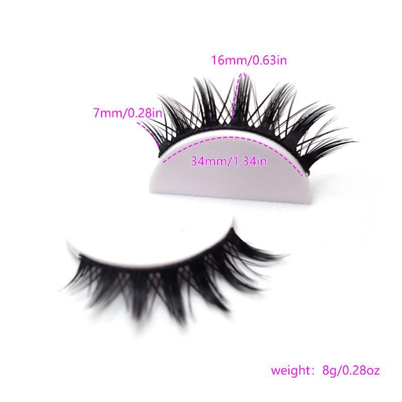 Natural False Eyelashes, 5 Pairs Wispy Cat Eye Faux Cluster Lashes, Volumized False Eyelashes for Women and Girls Eye Makeup Enhancement