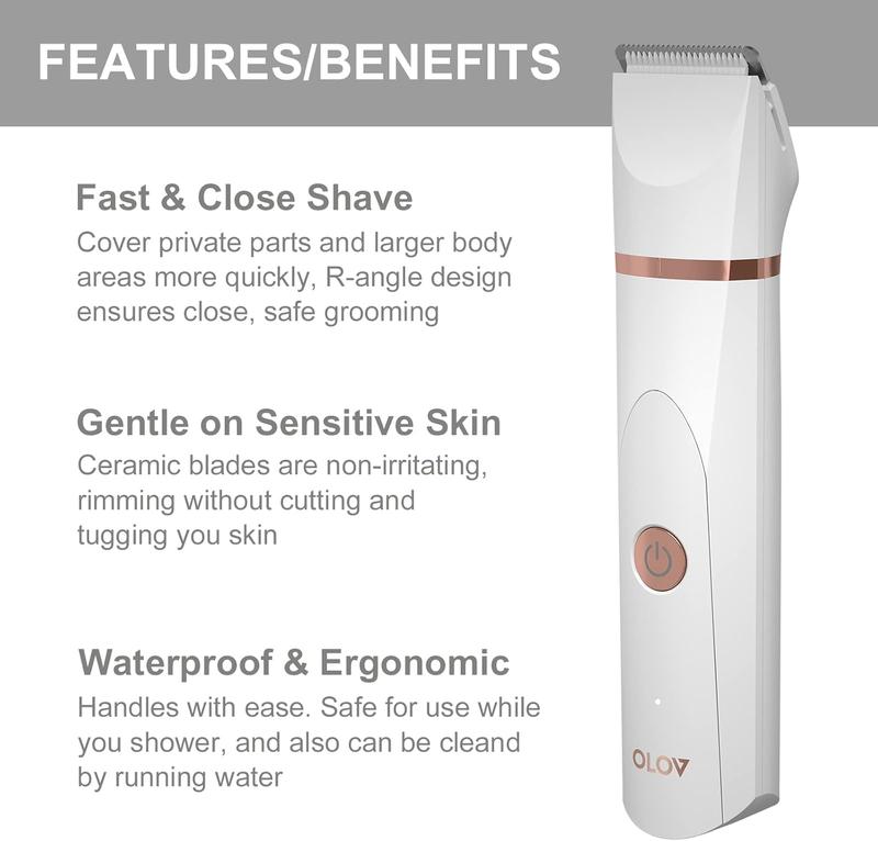 OLOV Electric Body Hair Trimmer- Christmas Gifts-Groin Hair Trimmer, Ball Trimmer for Men - Replaceable Ceramic Blade Heads,USB Recharge,Waterproof Male Hygiene Razor Safe Quick Gifts Cordless