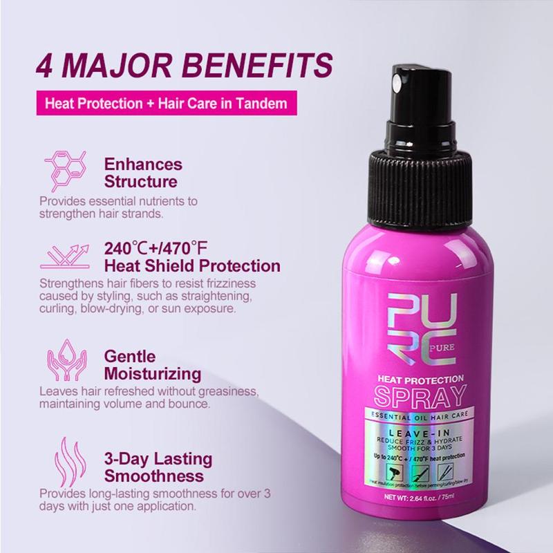 Leave-in Heat Protection Hair Care Spray, Smoothing & Thickening Hair Care Mist, Hair Care & Styling Product for Women & Men