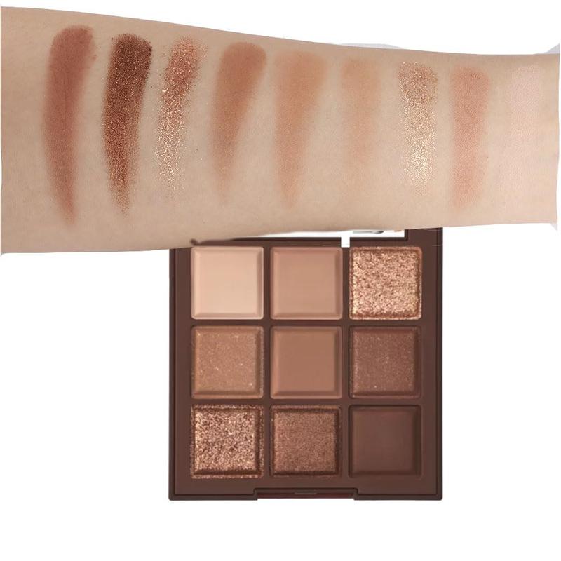 Neutral Brown Eye Shadow palette- Rose Gold Dark Brown Eyeshadow Palette Colorful 9 Colors, Matte Shimmer Highly Pigmented Nude Eyeshadow Palette Makeup Naturing-Looking Long Lasting