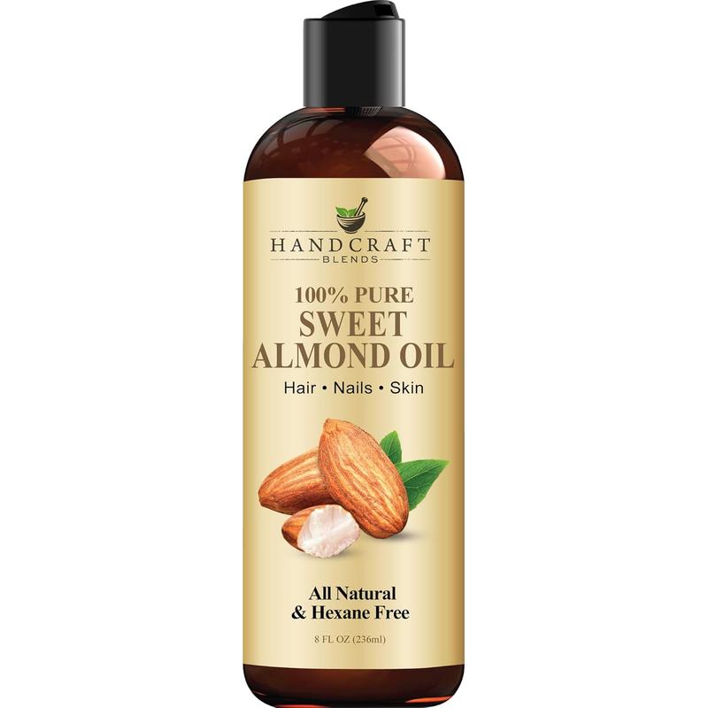 Handcraft Blends Sweet Almond Oil - 8 Fl Oz - 100% Pure and Natural - Premium Grade Oil for Skin and Hair - Carrier Oil - Hair and Body Oil - Massage Oil - Hexane-Free Handcraft Blends Handcraft Blends Handcraft Blends