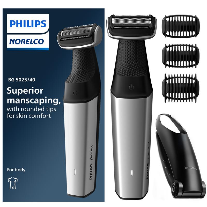 Philips Norelco Bodygroom Series 5000 Showerproof Body & Manscaping Trimmer for Men with Back Attachment, BG5025 40