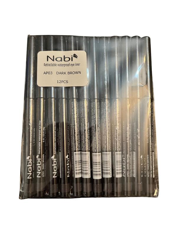 Nabi 12pcs Retractable Waterproof Dark Brown Eyeliner Lipliner Makeup