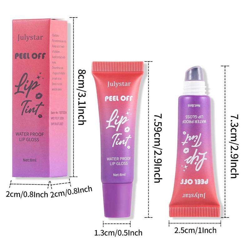 Fruity Peel Off Lip Tint, 1 Box Long Lasting Lip Gloss, Waterproof Peel Off Lip Stain, Lip Makeup Product for Women & Girls, Christmas Gift