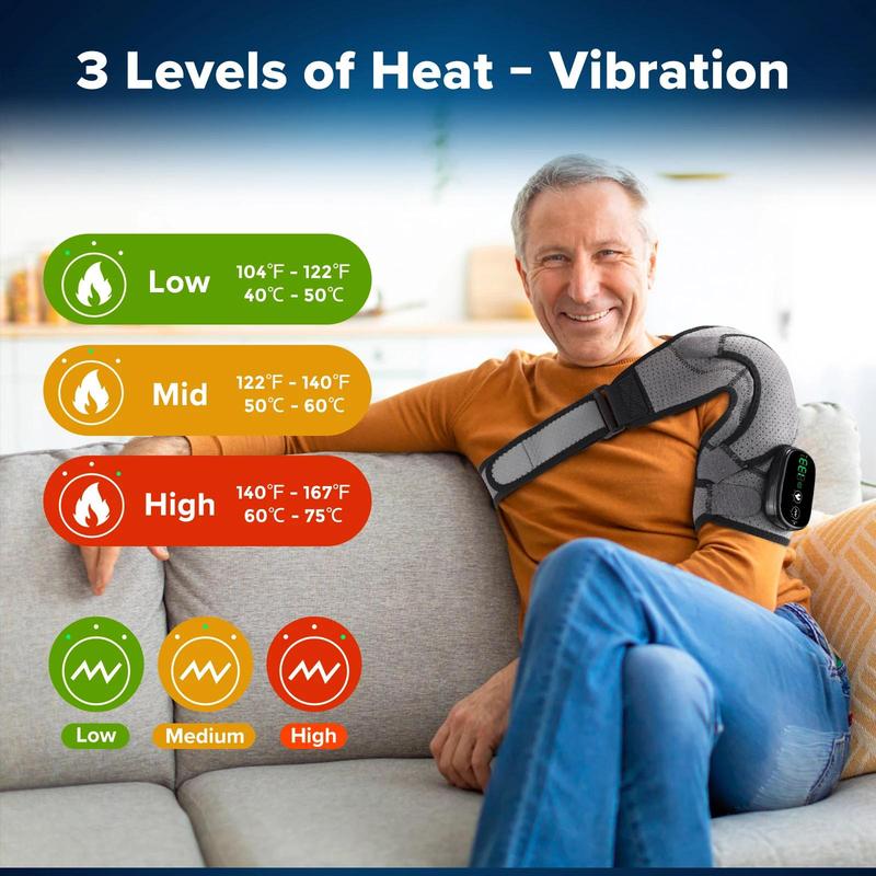 Heating Vibration Massager Shoulder Pad, Handheld Shoulder Massage Device with Touch Screen Controller, Portable Heating Shoulder Massager for Home & Travel, Christmas, Christmas Gift