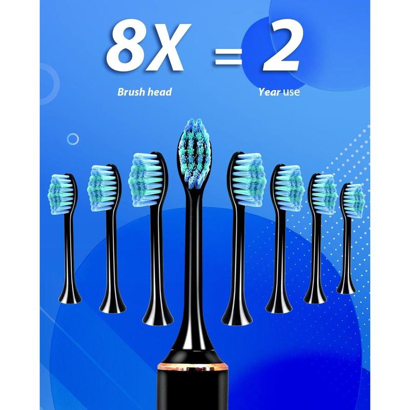 Sonic Electric Toothbrushes for Adults, 8 Brush Heads Electric Toothbrush with 37000 VPM Deep Clean 6 Modes 18 Gear, Rechargeable Toothbrushes Fast Charge 4 Hours Last 50 Days