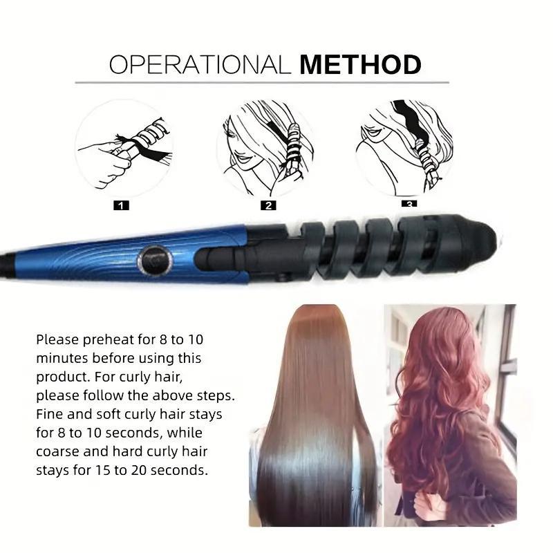 Electric Hair Curler, 1 Box Professional Hair Curler for Home & Travel, Clipped Curling Iron with Extra Long Tourmaline Ceramic Barrel, Hair Styling Tool for Women & Girls