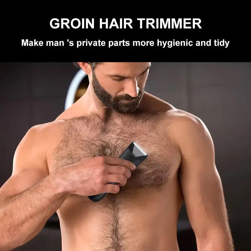 Electric Body Hair Trimmer Kit, 1 Box USB Rechargeable Hair Clipper with LED Spotlight, Men's Grooming Kit, Personal Care Appliances, Christmas & Winter & New Year Gift