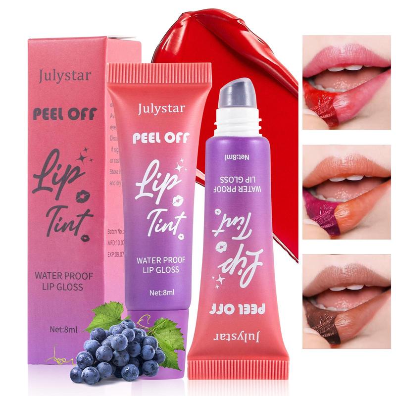 Fruity Peel Off Lip Tint, 1 Box Long Lasting Lip Gloss, Waterproof Peel Off Lip Stain, Lip Makeup Product for Women & Girls, Christmas Gift