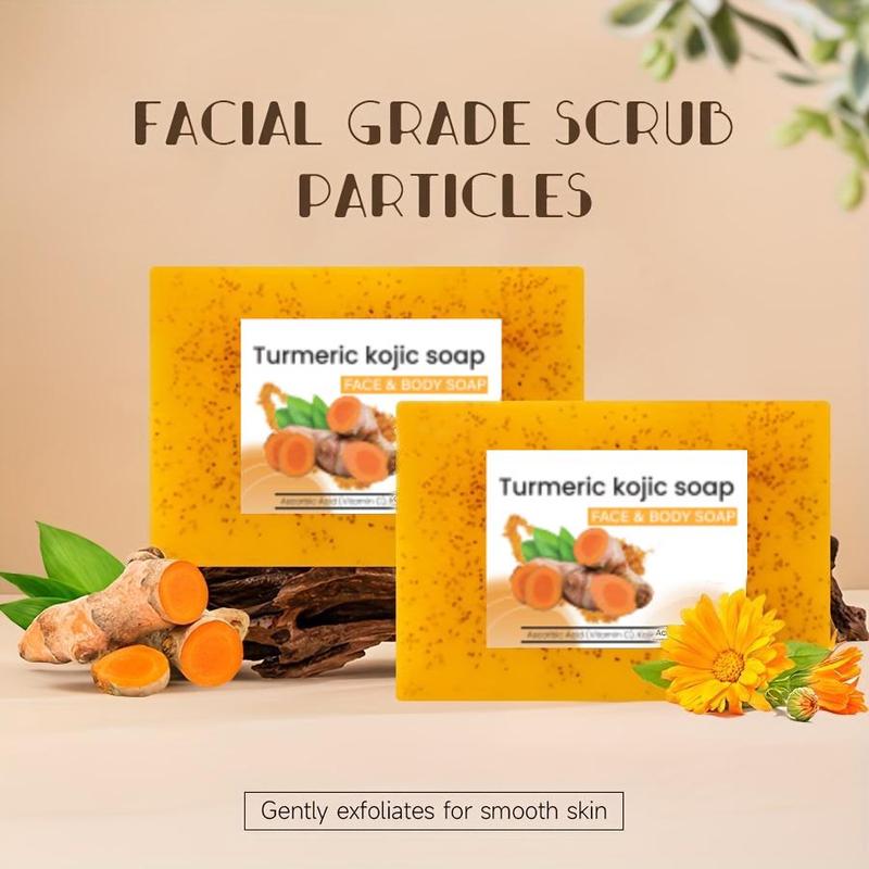 Turmeric Soap Set, 6 Counts set Handmade Soap with 3 Counts Foaming Net, Moisturizing Body Wash Soap for All Skin Types, Christmas Gift