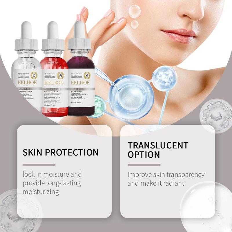 Hyaluronic Acid Serum & Niacinamide Serum & AHA Serum, 3 Counts box Moisturizing Skin Care Serum, Hydrating Skin Care Kit for Women & Men