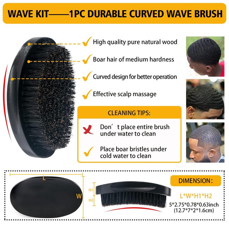 360 Wave Training Kit for Men Goiple Pomade Curved Brush Durag Cap Set Strong Hold Easy Wash Moisture Shine for Silky Waves