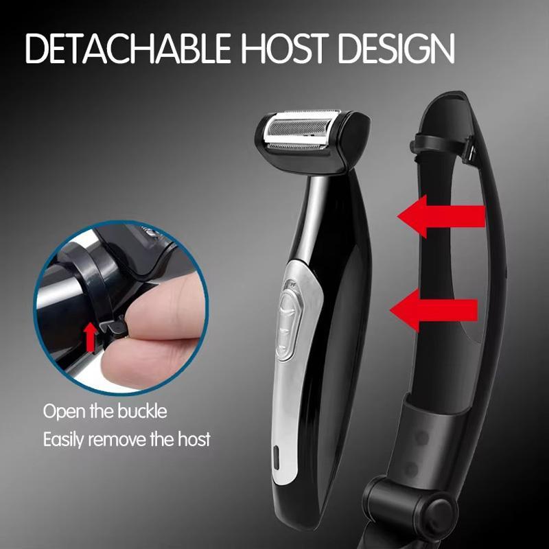 Foldable Electric Shaver, 1 Box USB Rechargeable Back Body Shaver, Waterproof Back Hair Remover, Personal Care Appliances for Men