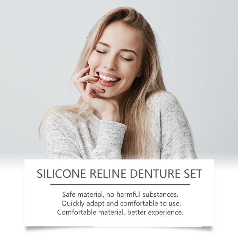 Silicone Denture Set, 1 Box Comfortable Material Denture, Temporary Denture, Denture Care Product for Men & Women Daily Use, Christmas Gift