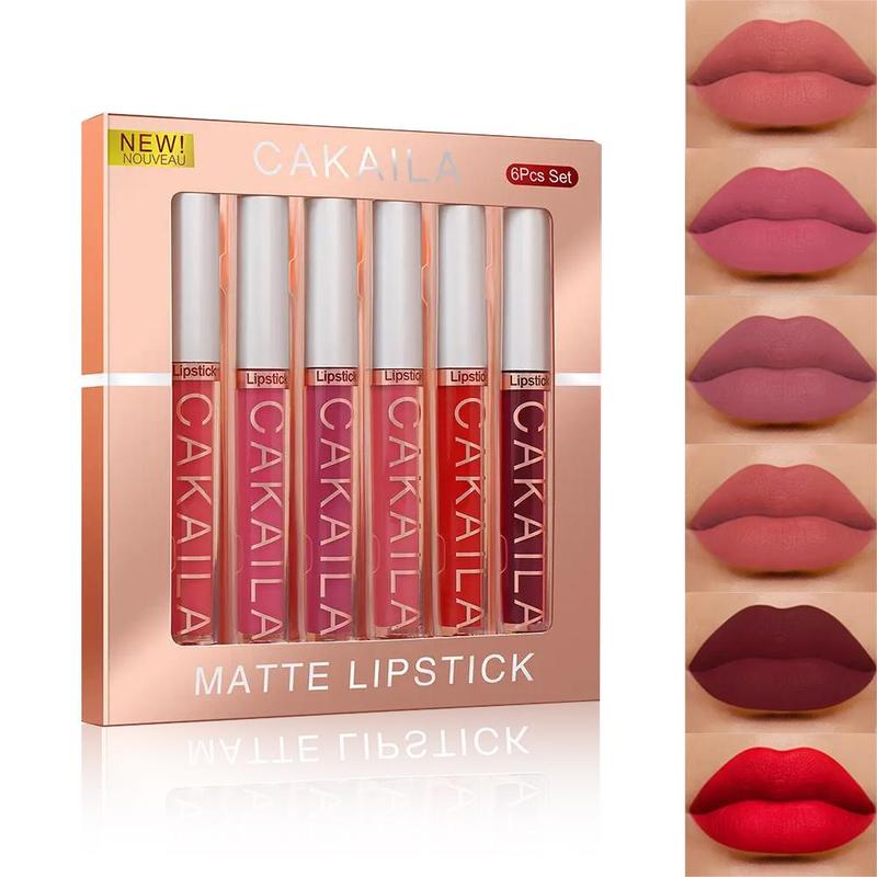 Matte Lipstick, 6 Counts Waterproof Moisturizing Easy Coloring Lip Balm Set for Various Occasions, Music Festival Makeup Supplies, Lip Gloss for Summer Gifts