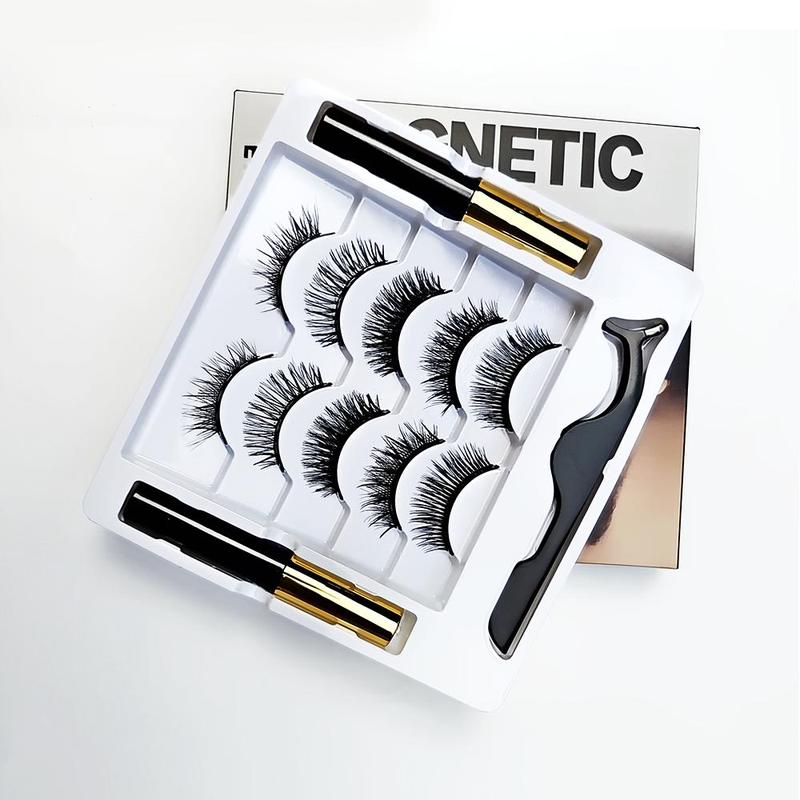 Magnetic Eyelashes with Eyeliner Kit, 5 Pairs Reusable Natural Looking Magnetic Lashes with Applicator, No Glue, Eye Makeup Product for Women & Girls