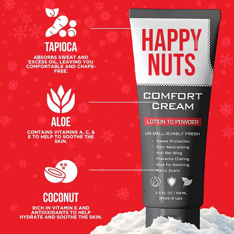 HAPPY NUTS Comfort Cream Deodorant for Men: Anti-Chafing Sweat Defense, Odor Control, Aluminum-Free Mens Deodorant & Hygiene Products for Men'S Private Parts 3.4 Oz.(1 Pack, Original) no brand