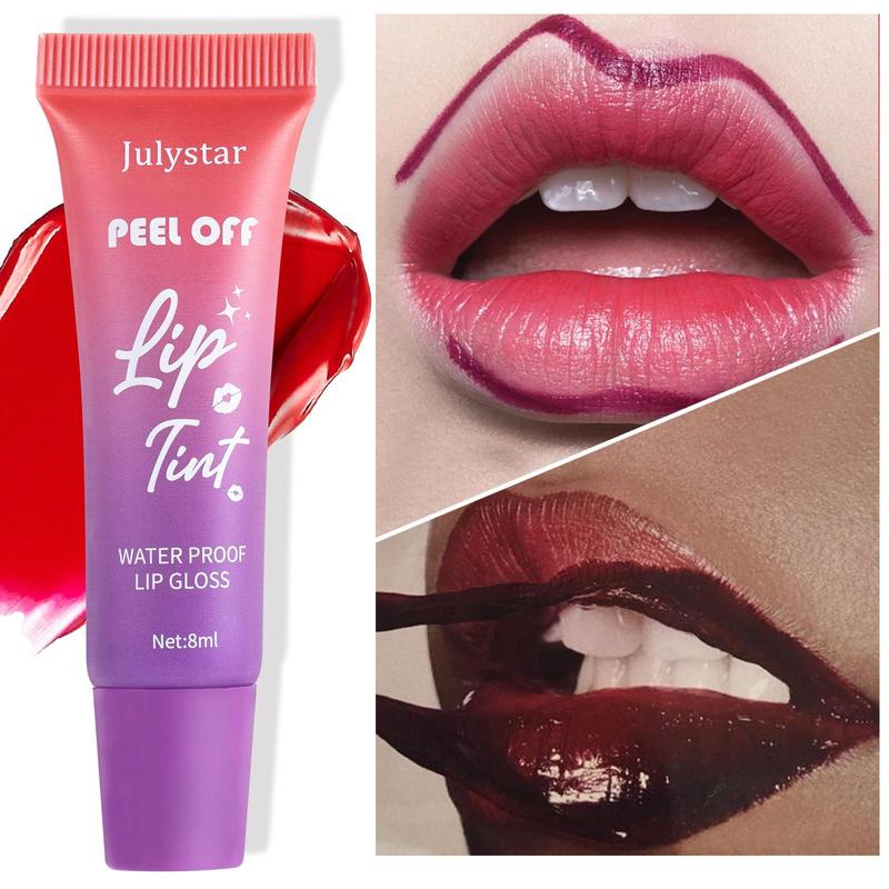 Fruity Peel Off Lip Tint, 1 Box Long Lasting Lip Gloss, Waterproof Peel Off Lip Stain, Lip Makeup Product for Women & Girls, Christmas Gift