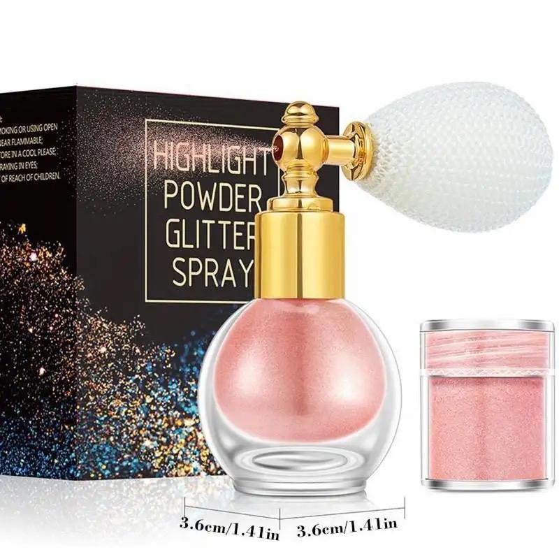 Diamond Highlighter Powder Spray Waterproof High Gloss Glitter Body Bronzer Highlight Powder Face Contour Illuminator Makeup Shimmer Radiant Cosmetic