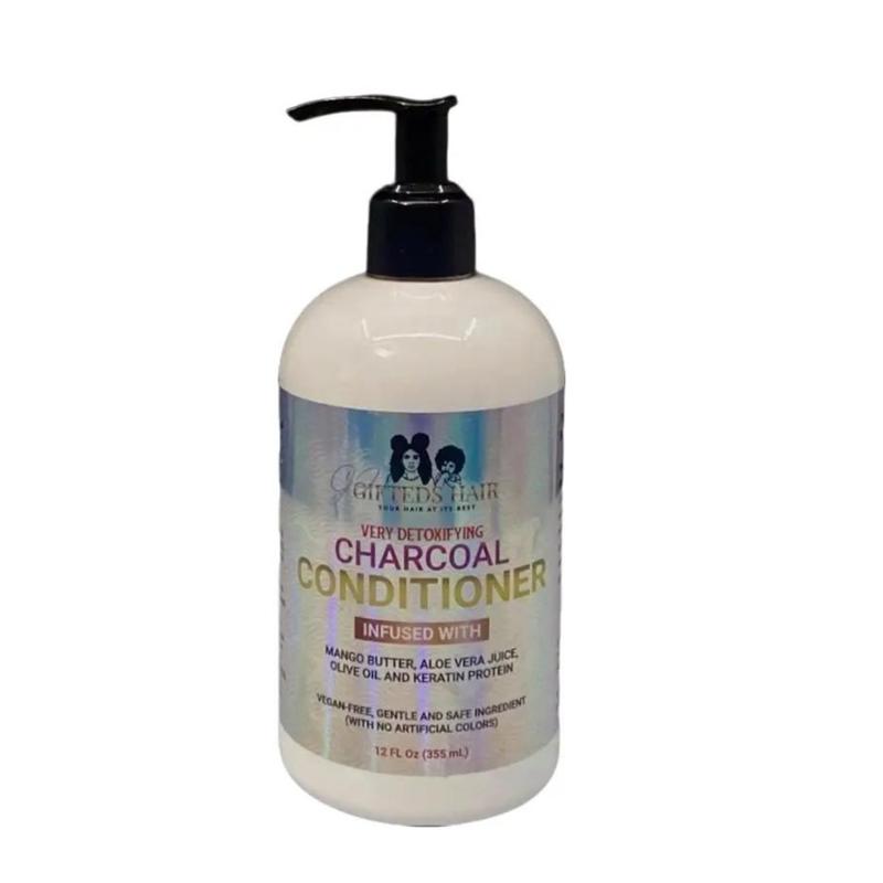 Gifted Cosmetics Charcoal Conditioner - Detoxifying Organic Haircare Cleanser with Mango Butter, Aloe Vera Juice, and Keratin Protein