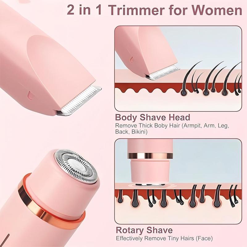 2 in 1 Electric Hair Trimmer Kit, 1 Box Portable Hair Removal Tool for Armpits Legs Arms Body, Wet & Dry Use Hair Removal Tool for Women