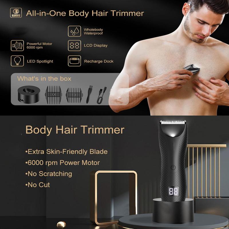 Electric Hair Trimmer, Comfort Rechargeable Hair Clipper, Body Trimmer for Men Waterproof Hair Trimmer Shaving Tool, Body Hair Trimmer Barber Equipment, Electric  Shaver Trimmer  for Men