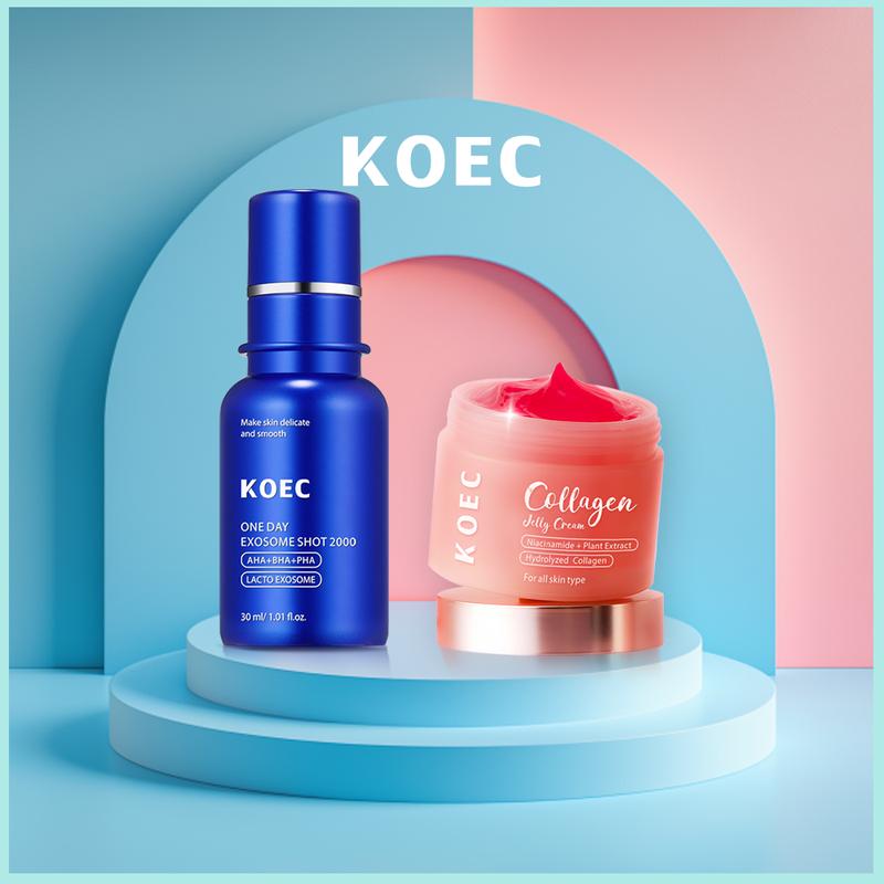 [KOEC Official Shop Exclusive SET] Korean Home Aesthetic Duo I Experience Glass Glow Effect with Zero Exosome Spicule Serum + Collagen Niacinamide Jelly Cream Combination