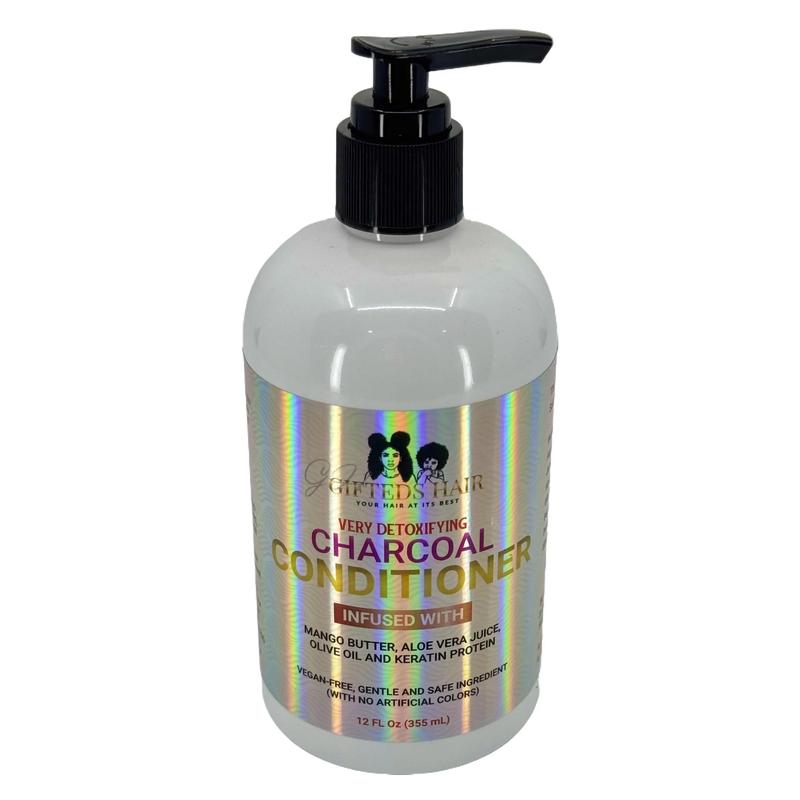 Gifted Cosmetics Charcoal Conditioner - Detoxifying Organic Haircare Cleanser with Mango Butter, Aloe Vera Juice, and Keratin Protein