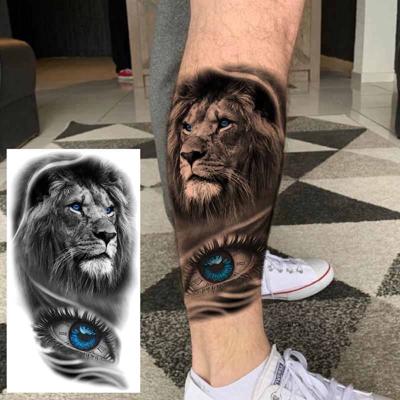 Lion & Eye Pattern Temporary Tattoo Sticker, Waterproof Long Lasting Fake Tattoo Sticker, Body Art Decoration for Men & Women, Christmas Gift