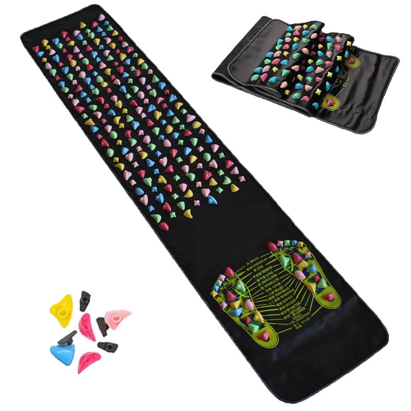 Shumeijian Feet Mat, Shumeijian JH-2008A Reflexology Walk Stone Foot Massage, Reflexology Walk Massager Mats, Foot Acupressure Mat for Body Foot Leg (XL 13.78 * 68.9 in)