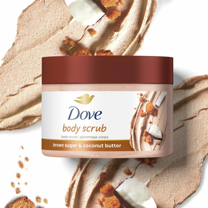 Dove Exfoliating Body Polish Brown Sugar and Coconut Butter Body Scrub, 10.5 oz - Gentle Exfoliation for Smoother Skin