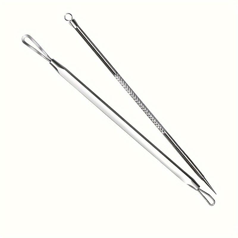 Stainless Steel Blackheads and Blemishes Remover Suit, Set of 2 Professional Acne Extraction Tools Suit, Unisex Multifunctional Face Cleaning Pin, Suitable for All Skin Types, Portable, with Storage Box