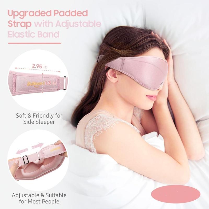 Sleep Mask, Premium Eye Mask for Sleeping, Total Blackout, Superior Soft Comfort, Upgraded 3D Ergonomic Designed Sleeping Mask for Home, Office, Travel, Meditation, Yoga, Pink