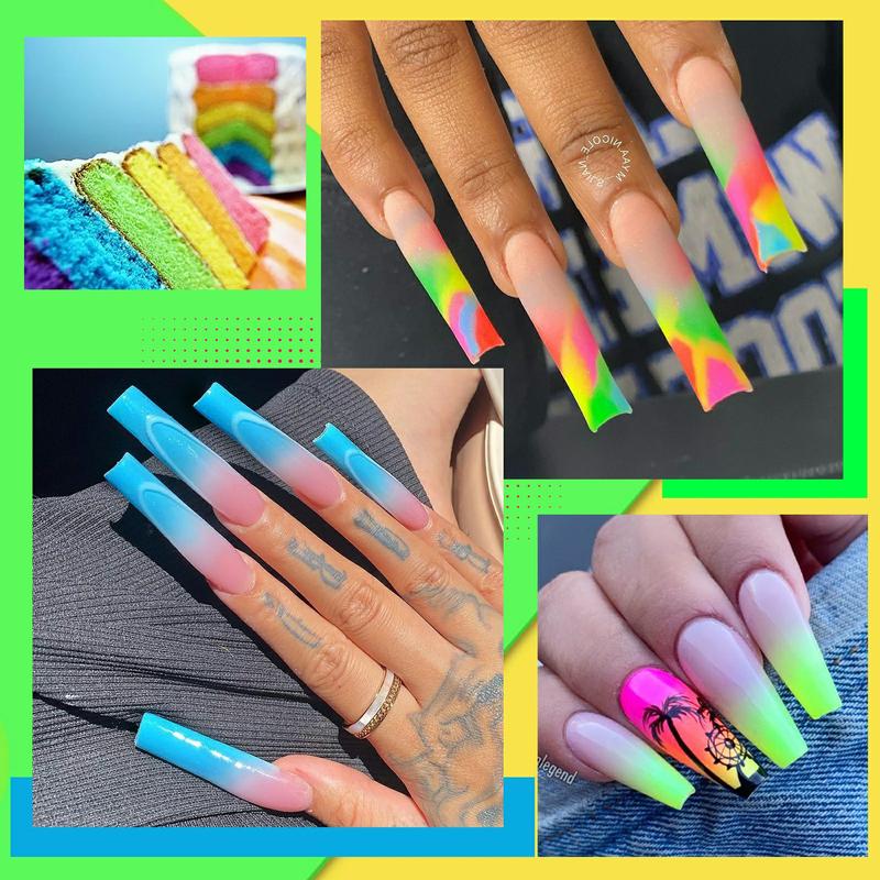 UR SUGAR Neon Poly Nail Extension Gel Nail Polish Set 6 Colors Neon Green Yellow Orange Bright Colors Poly Nail Gel Polish Kit Long Lasting Soak Off Gel Polish Gift for Women&Girls Nail Art DIY At Home Nail Care