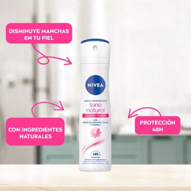 NIVEA Spray Antipresperant TONO NATURAL -150 ML, Alcohol-Free, Dermatologically Tested