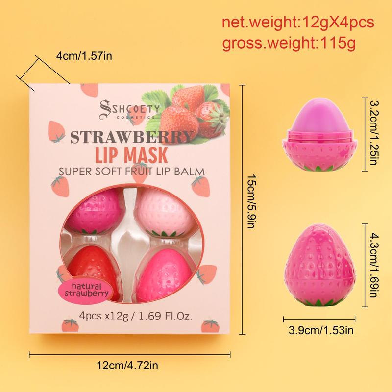 Strawberry Lip Butter Balm Kit, Moisturizing Nourishing Lip Primer Lip Oil for Girls and Women, Plumping Lip Care Product for Daily Use